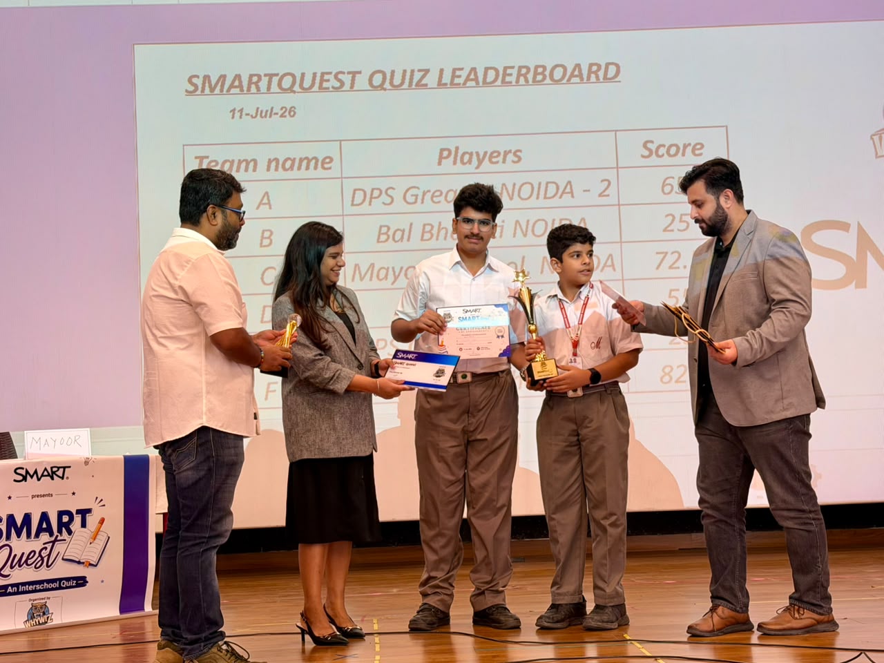 Mayoor School Secures Second Position at SMARTquest Interschool Quiz
